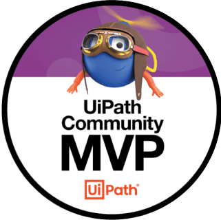 UiPath Community MVP Logo. Purple background.